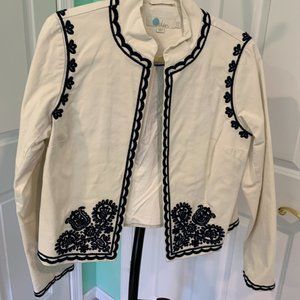 Boden stretch twill embroidered blazer - size 10